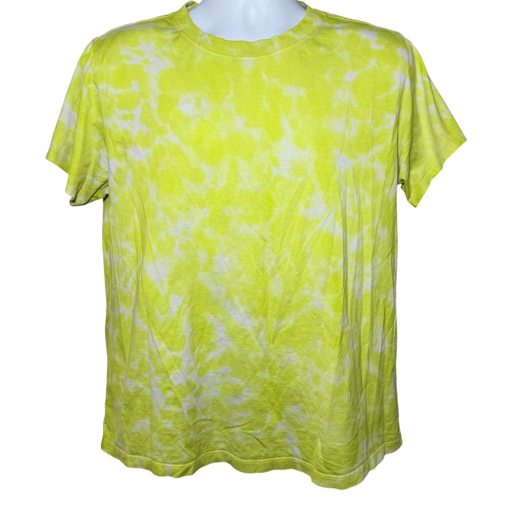 Lululemon Mens Large Tie Dye Short Sleeve T-Shirt Yellow White Athletic Top